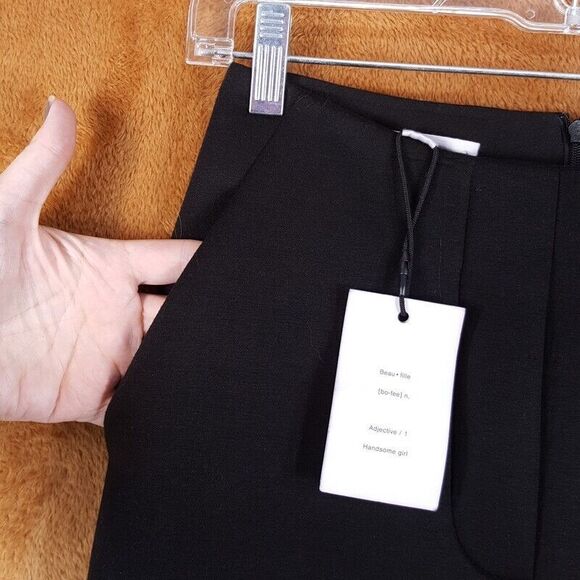 BEAUFILLE Pants Womens Size 0 Black Straight Leg Ankle Slit ALCOTT Trouser - Picture 3 of 13